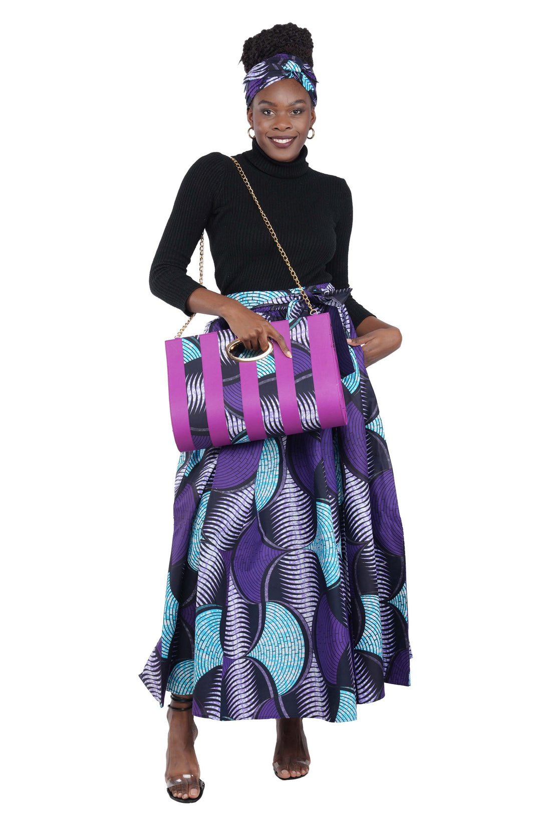 African Long Maxi Skirt With Handbag