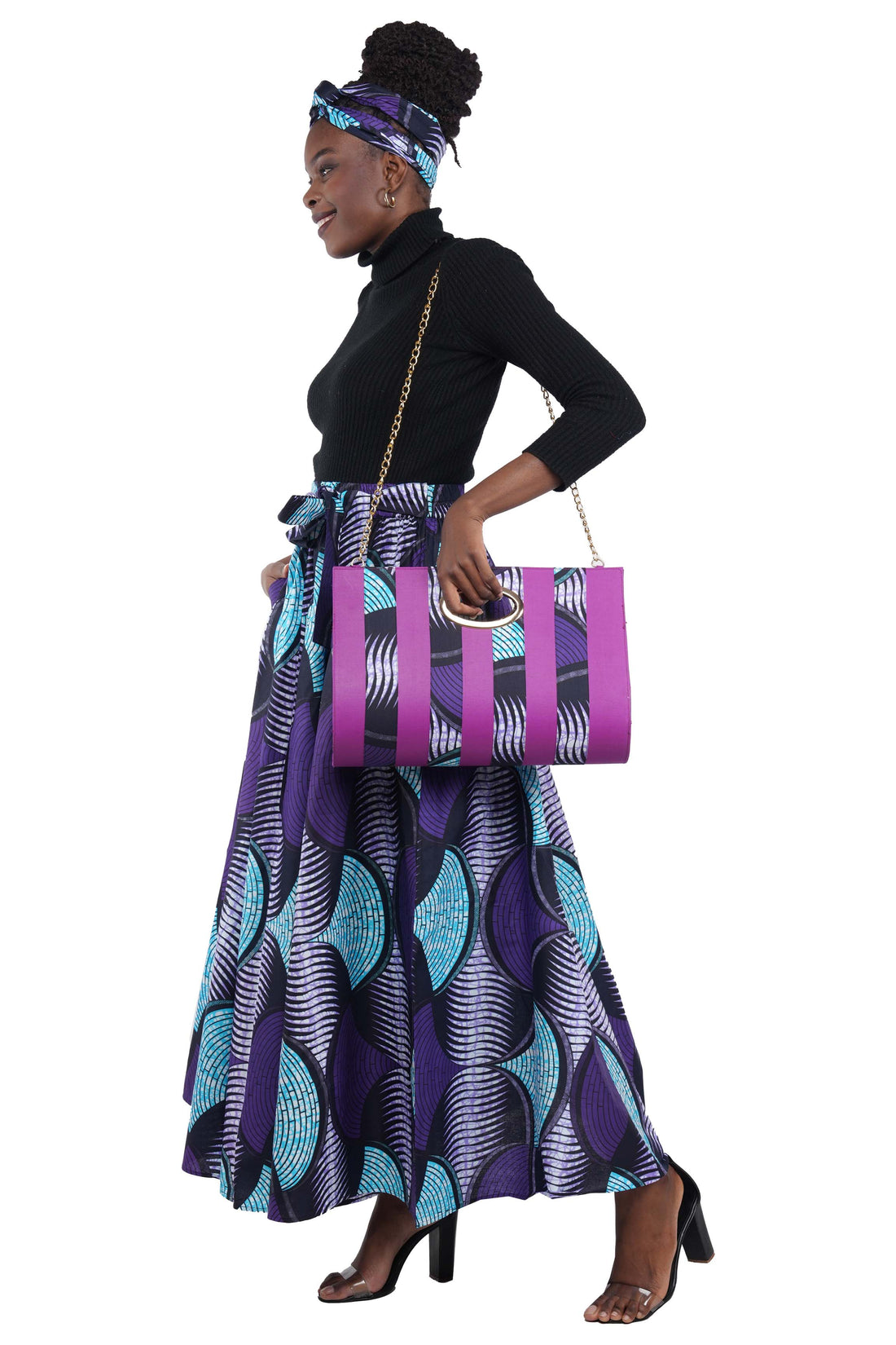 African Long Maxi Skirt With Handbag