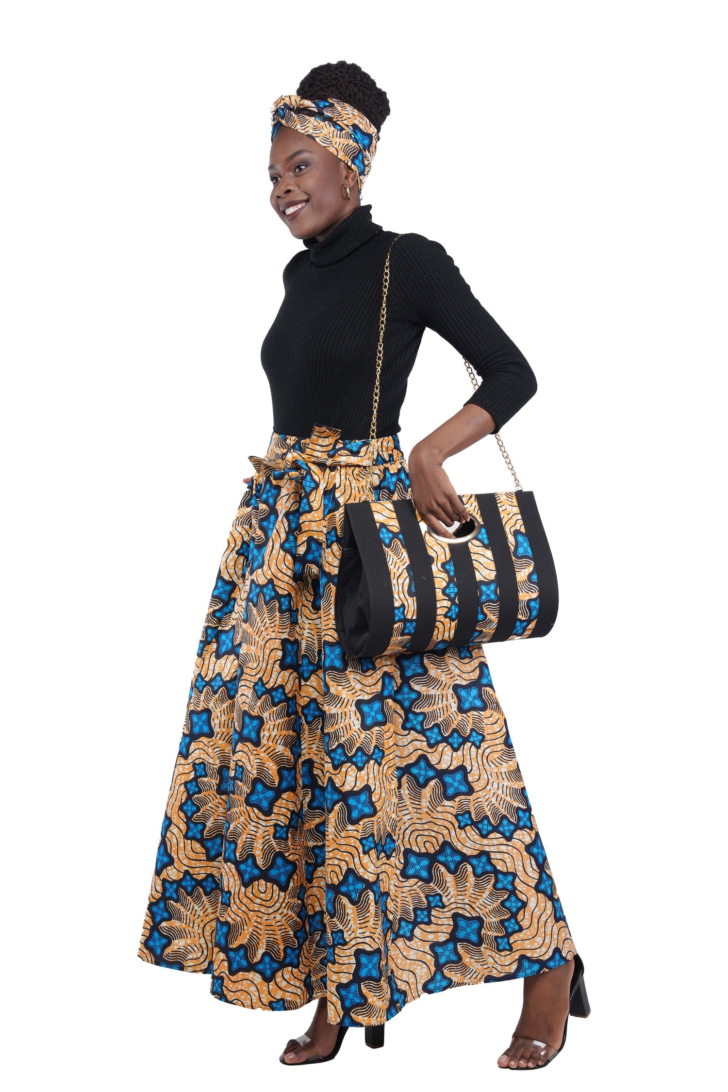 African Long Maxi Skirt With Handbag