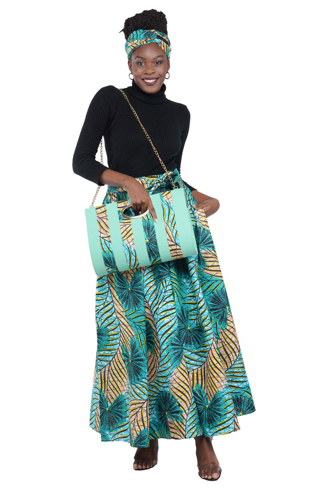 African Long Maxi Skirt With Handbag