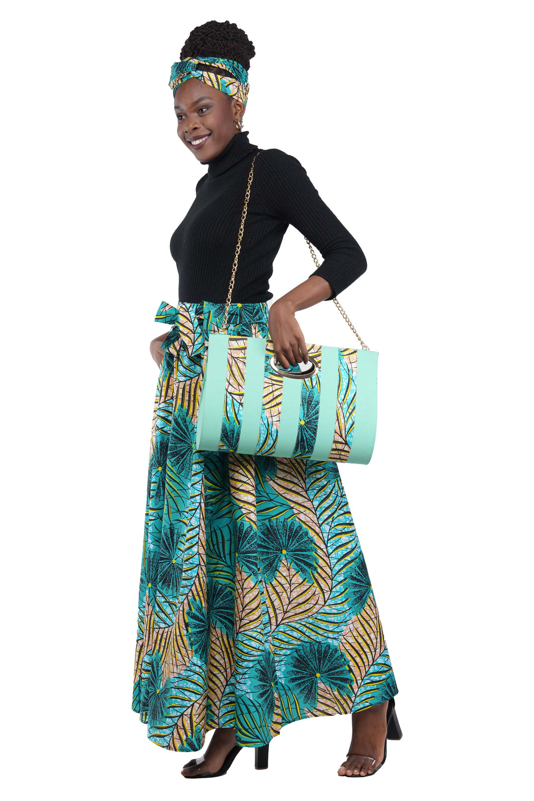 African Long Maxi Skirt With Handbag