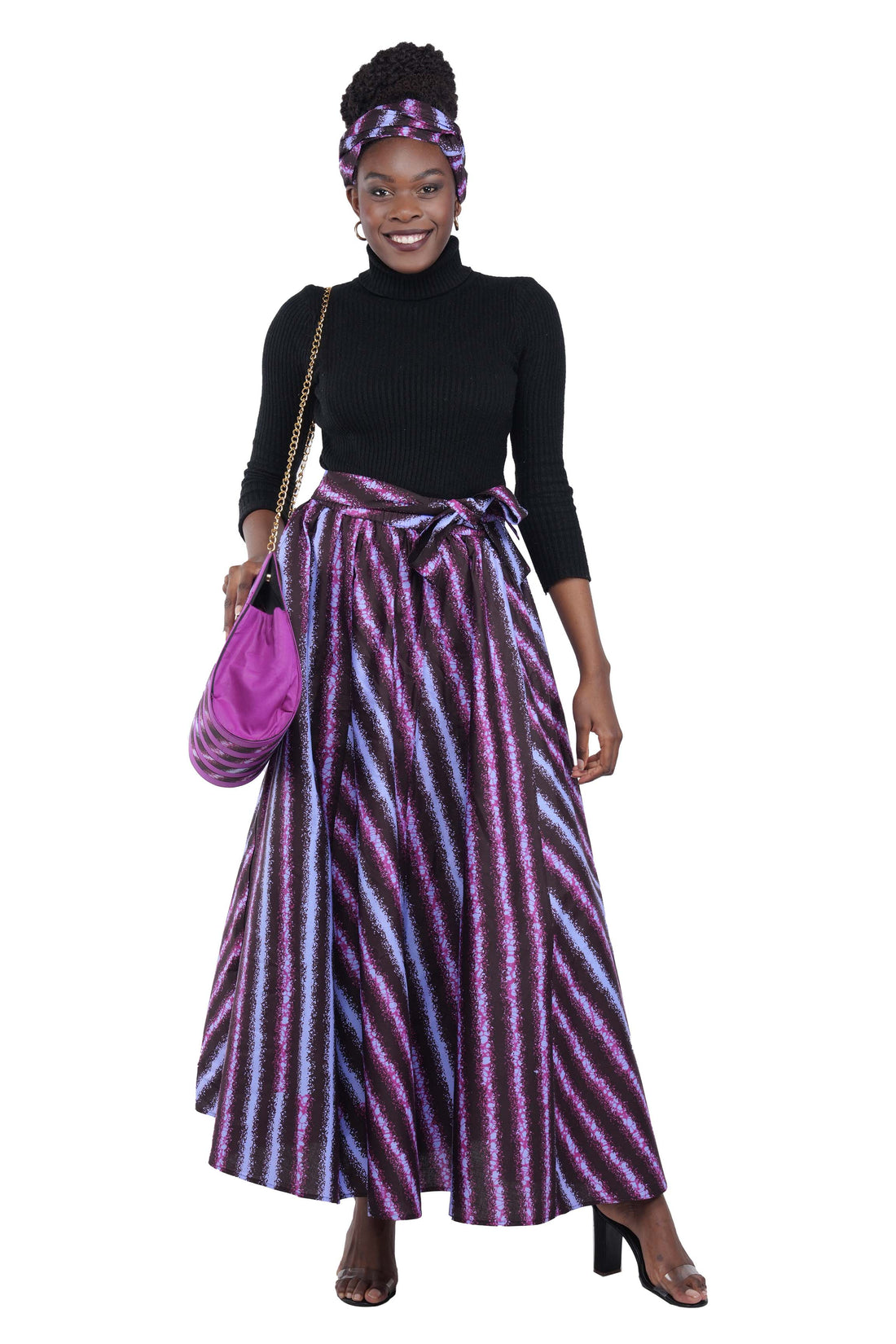 African Long Maxi Skirt With Handbag