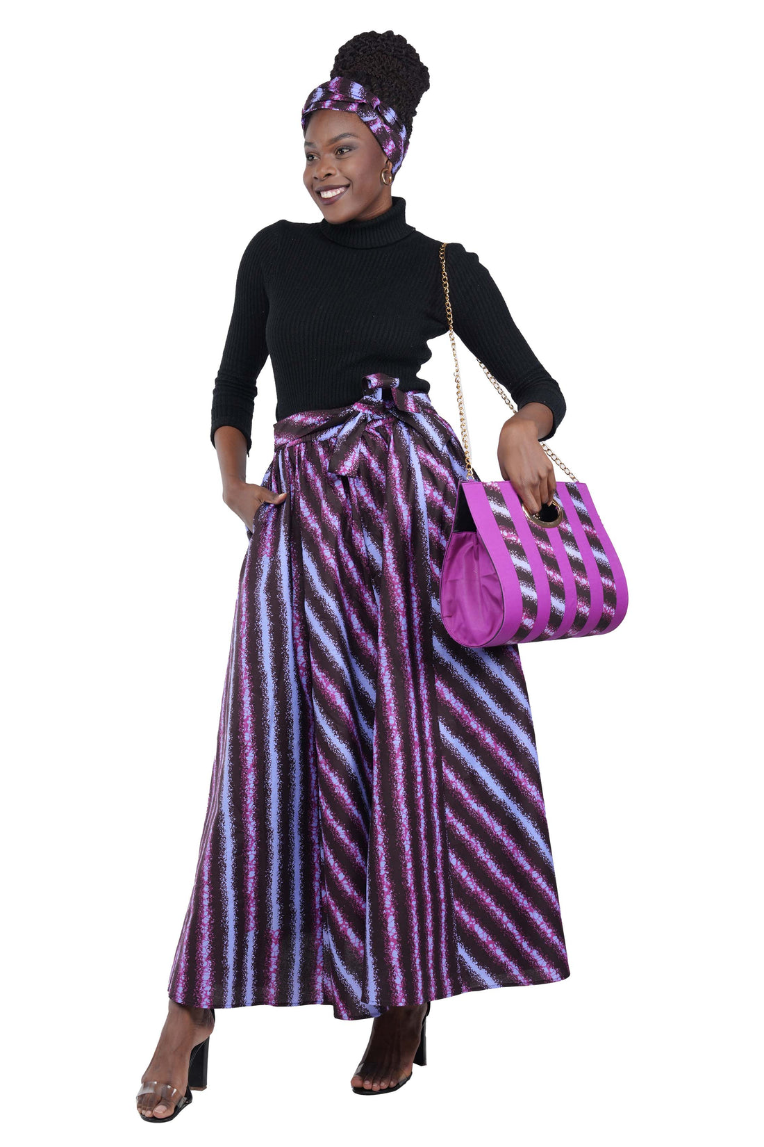 African Long Maxi Skirt With Handbag