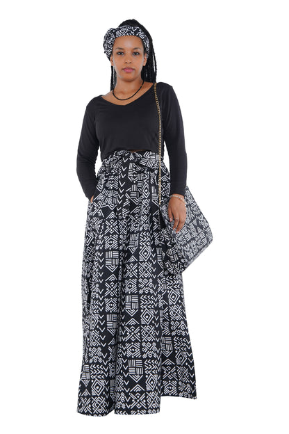 African Long Maxi Skirt With Handbag