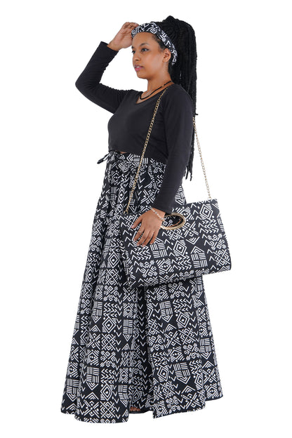 African Long Maxi Skirt With Handbag