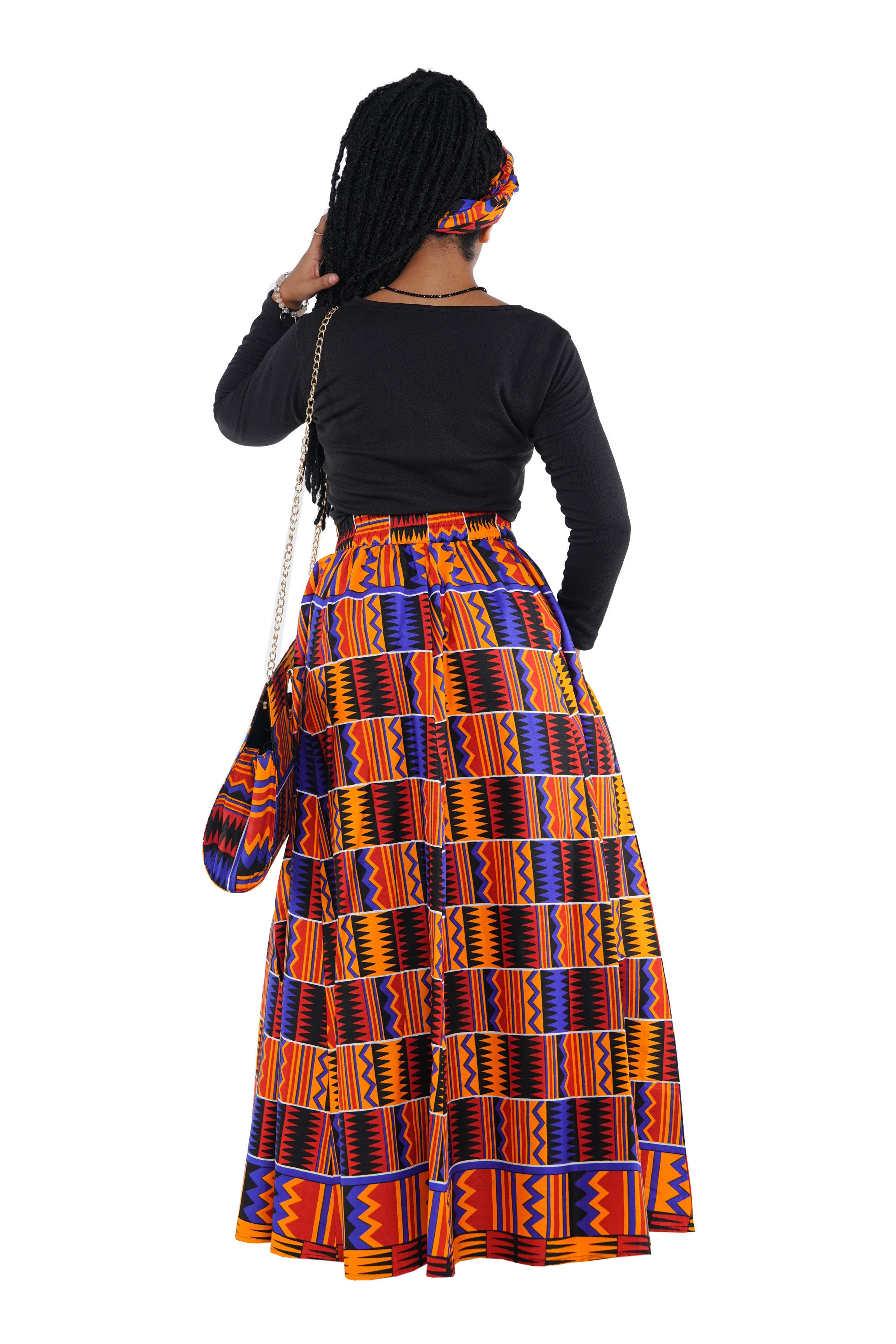 African Long Maxi Skirt With Handbag