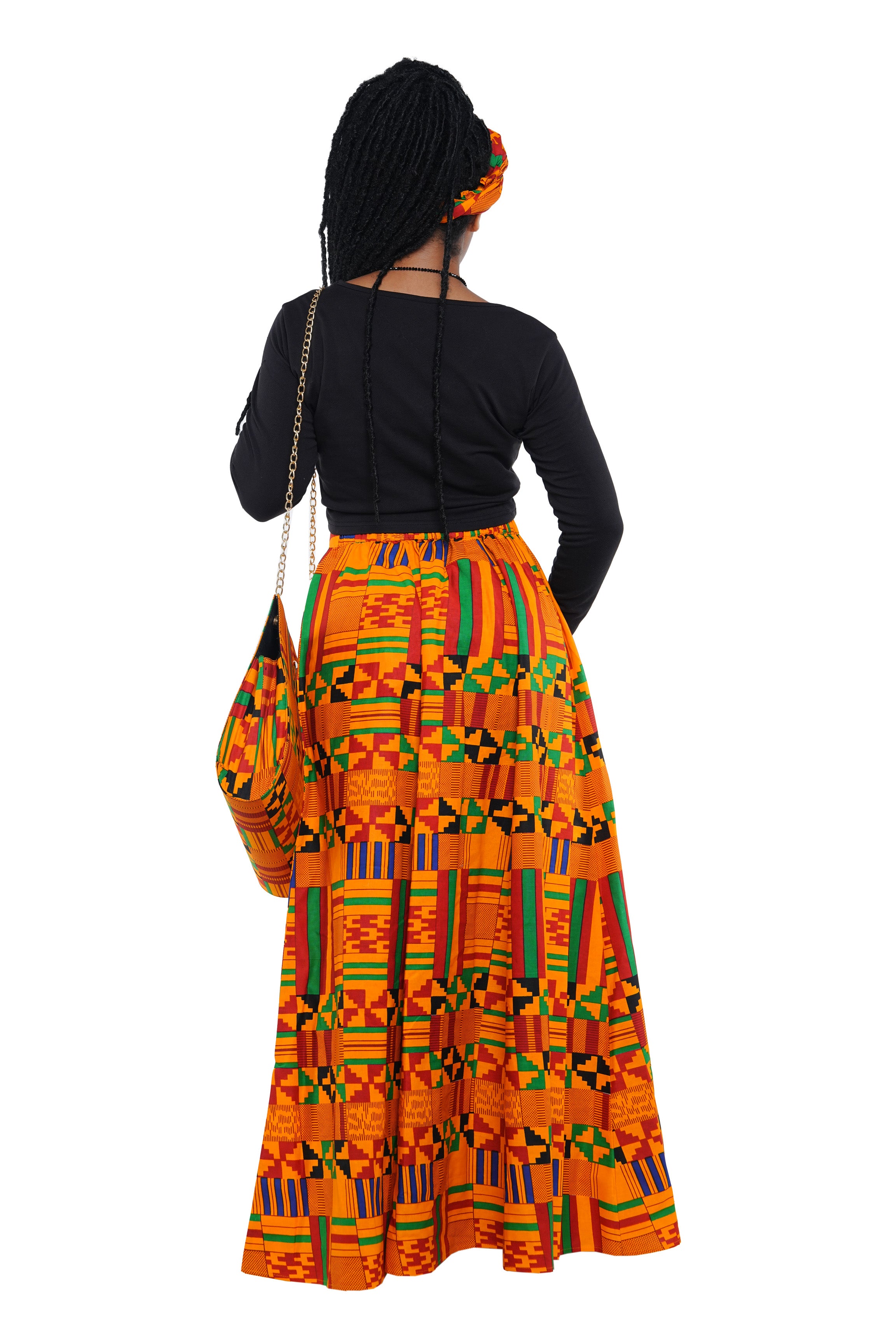 African Long Maxi Skirt With Handbag