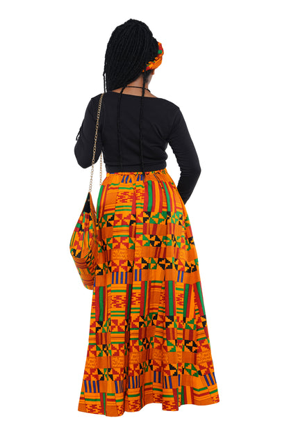 African Long Maxi Skirt With Handbag