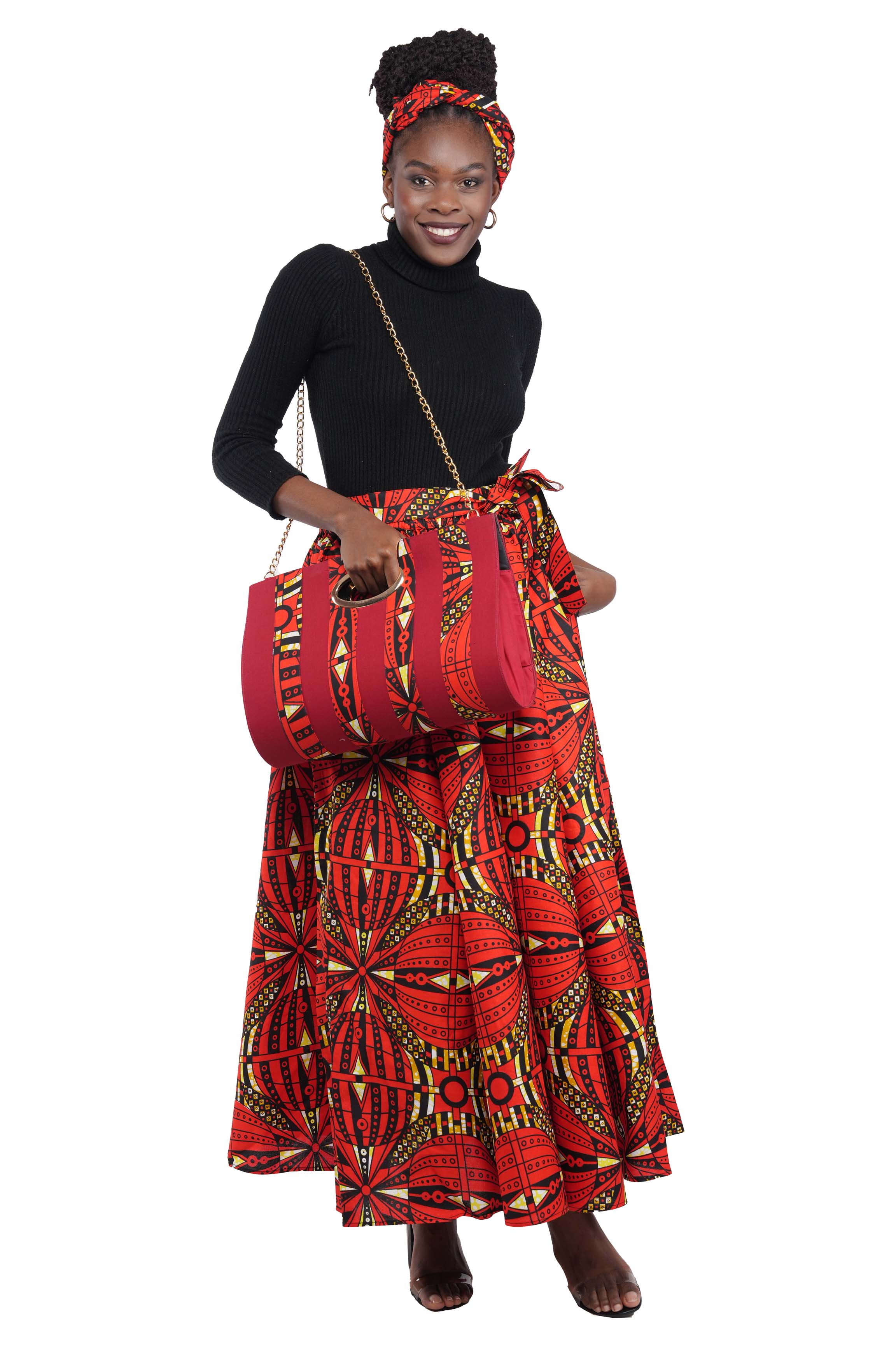 African Long Maxi Skirt With Handbag