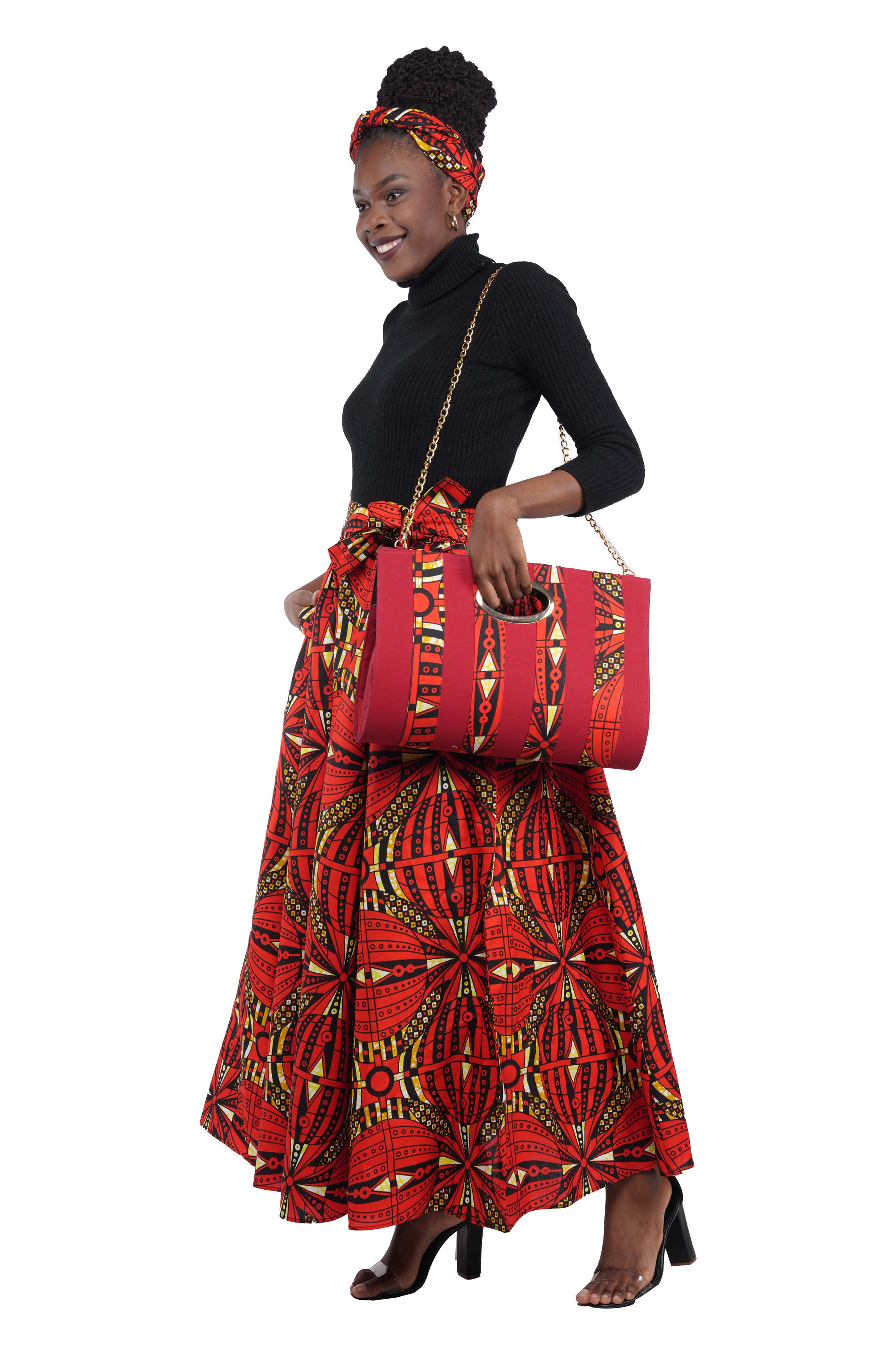 African Long Maxi Skirt With Handbag