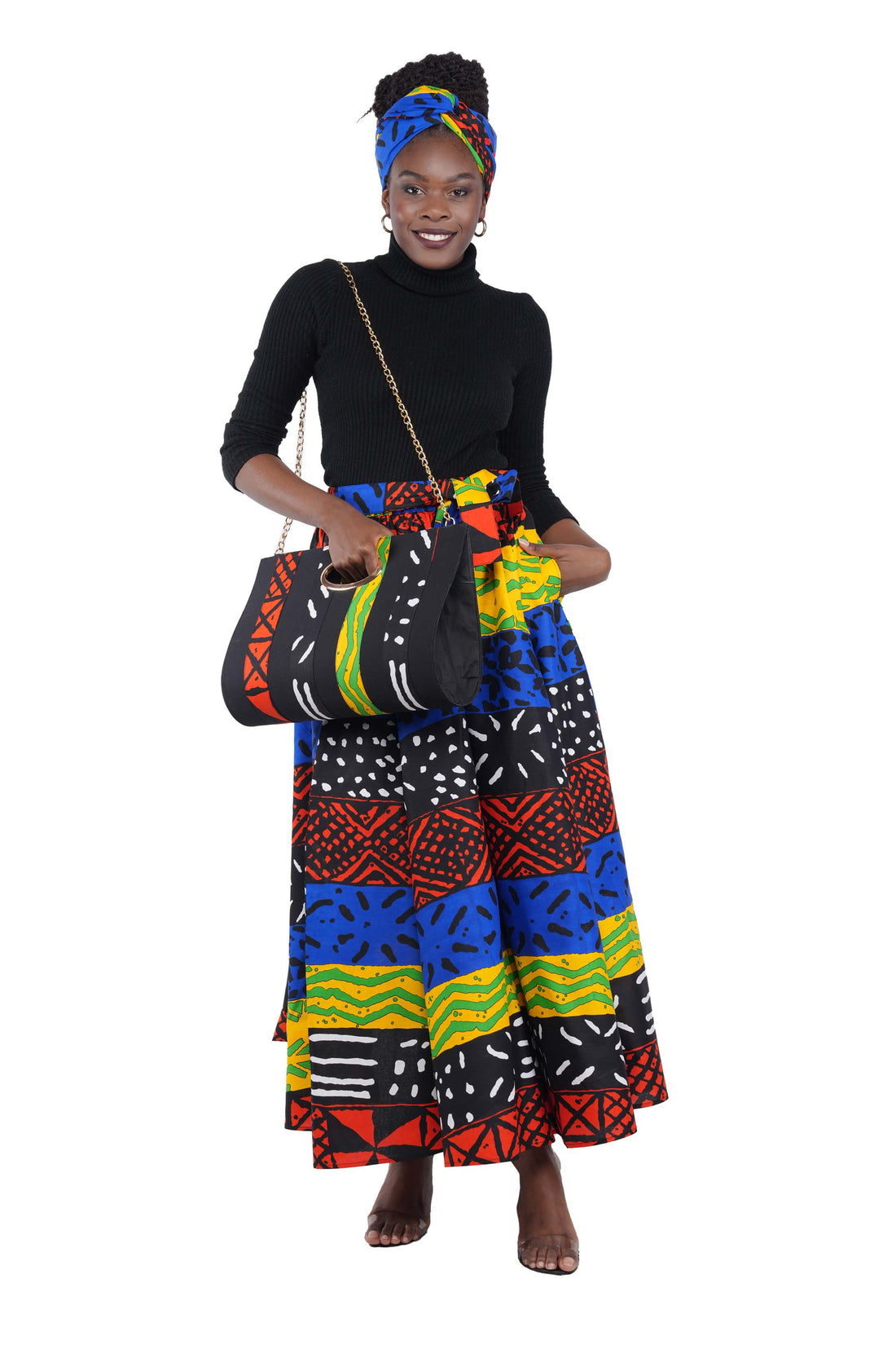 African Long Maxi Skirt With Handbag