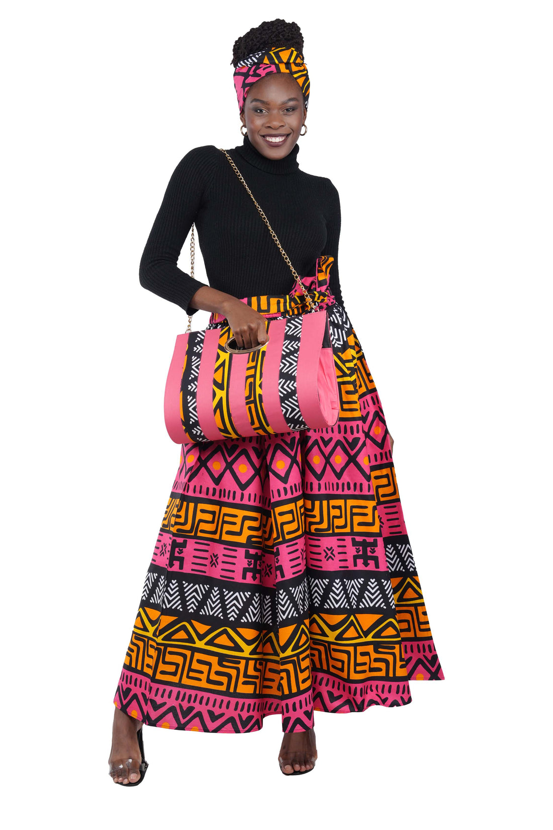 African Long Maxi Skirt With Handbag