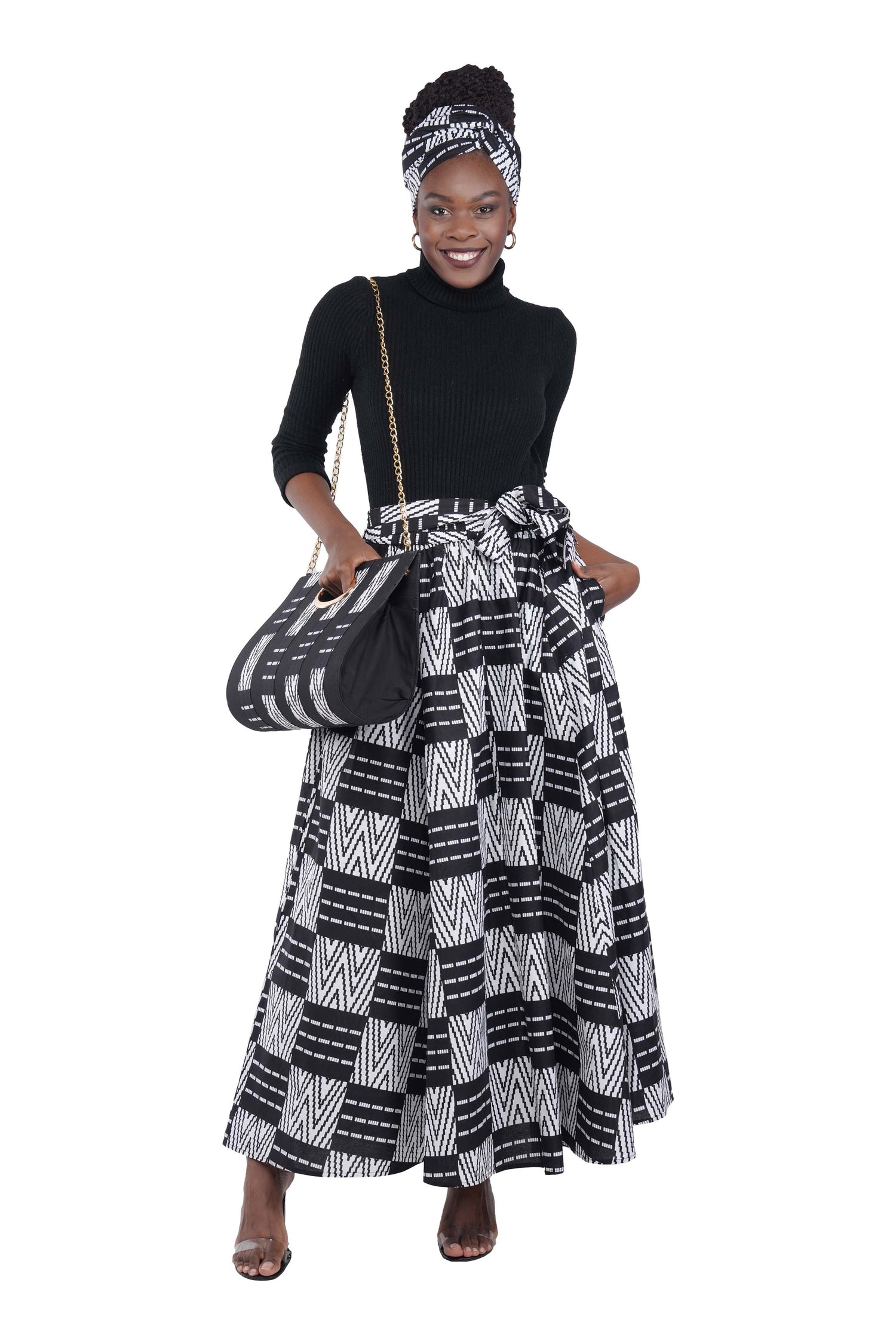 African Long Maxi Skirt With Handbag