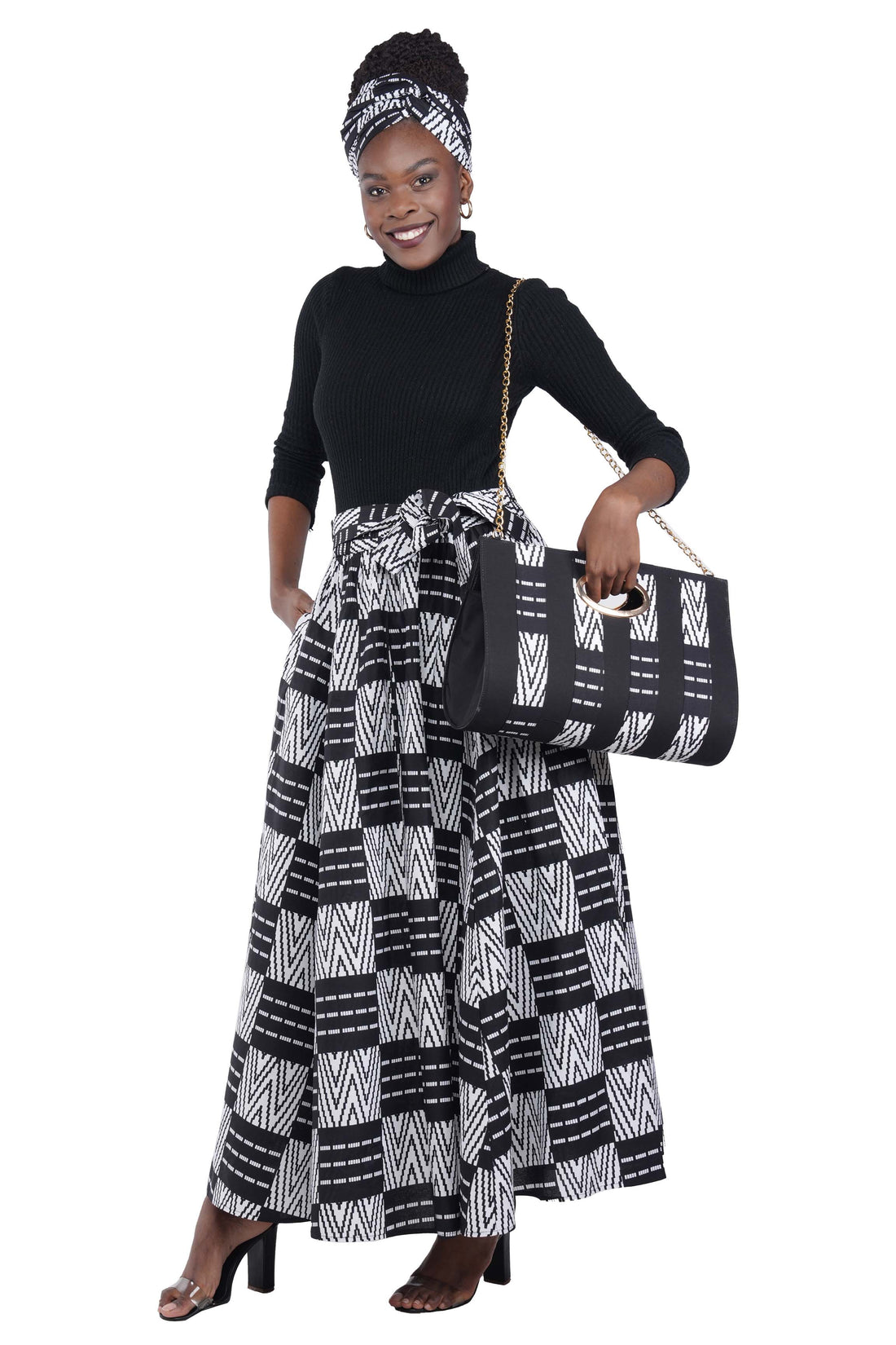 African Long Maxi Skirt With Handbag