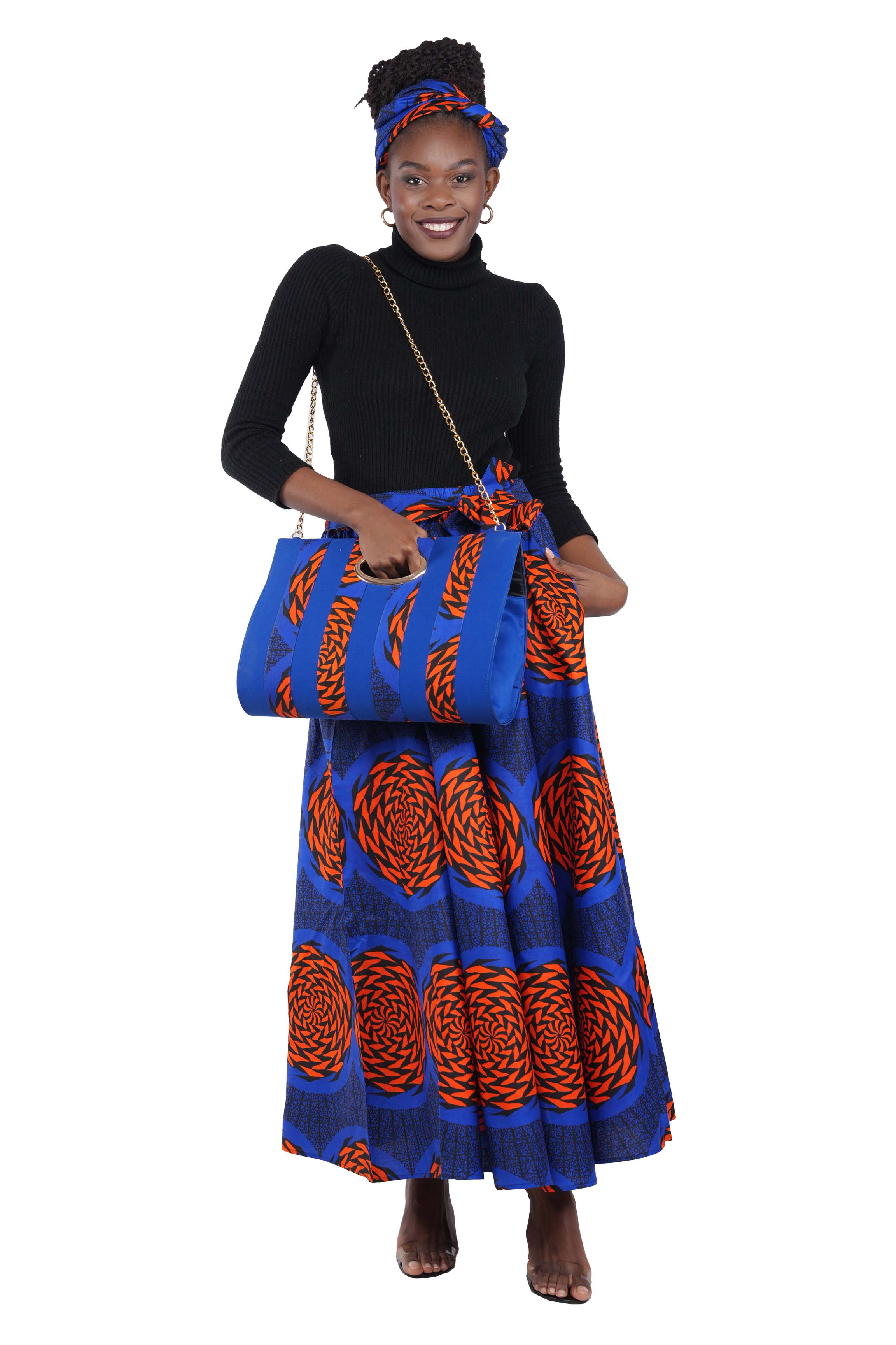 African Long Maxi Skirt With Handbag