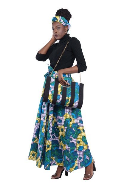 African Long Maxi Skirt With Handbag