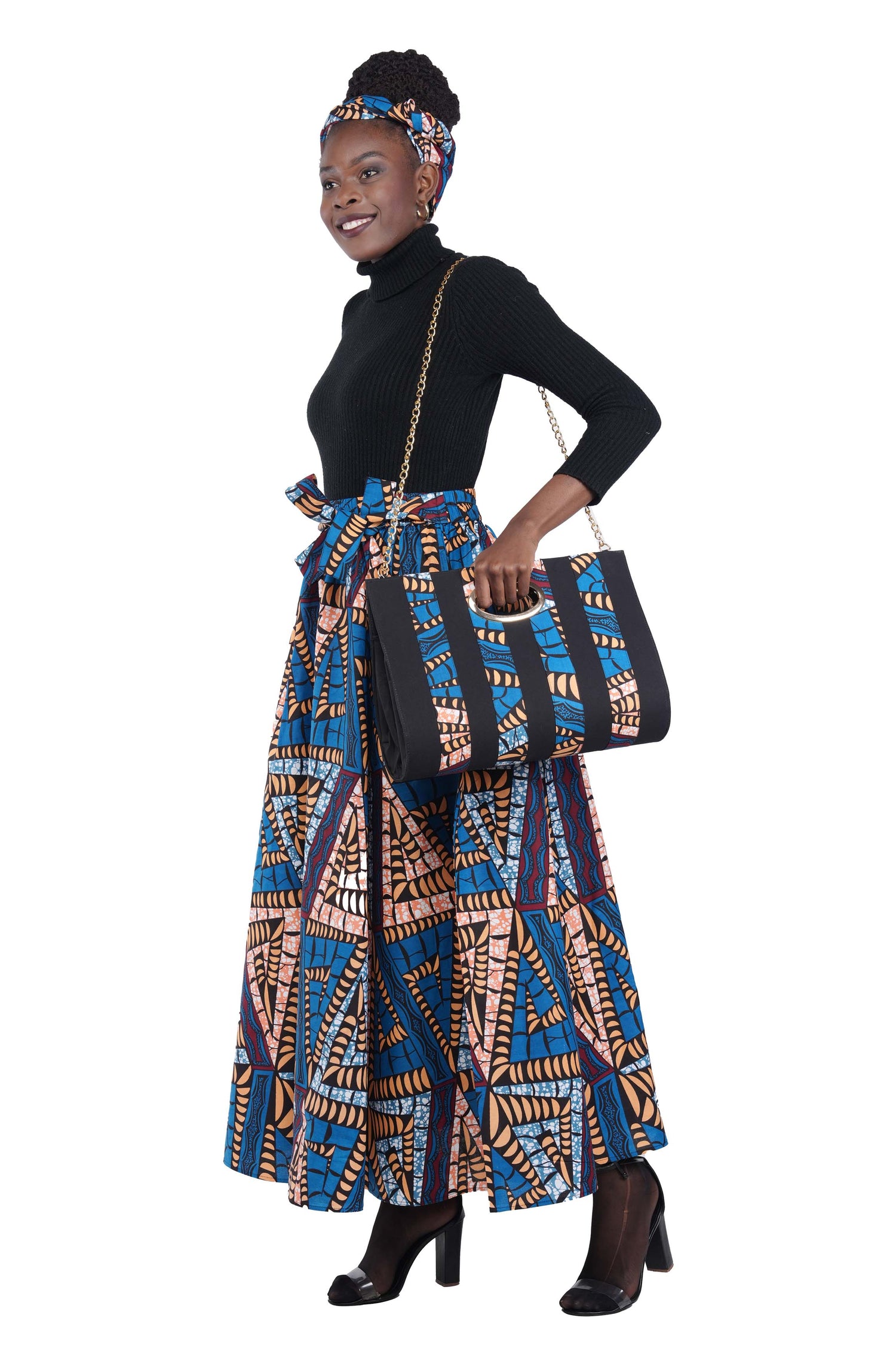African Long Maxi Skirt With Handbag