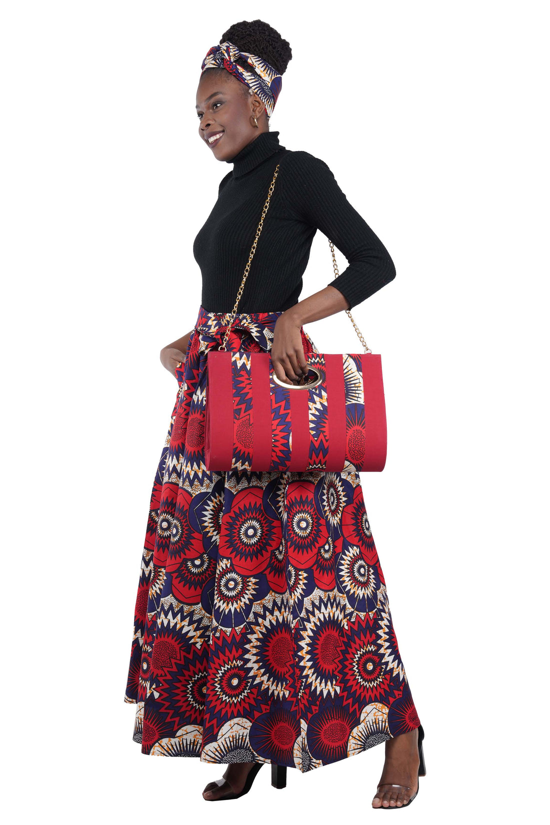 African Long Maxi Skirt With Handbag
