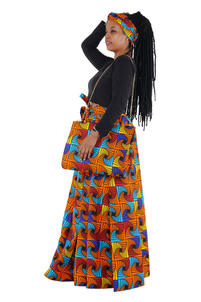 African Long Maxi Skirt With Handbag