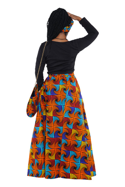 African Long Maxi Skirt With Handbag
