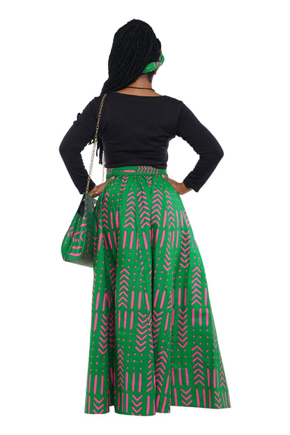 African Long Maxi Skirt With Handbag