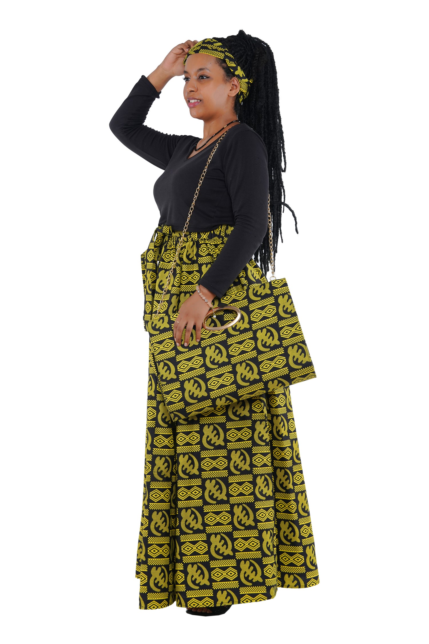 African Long Maxi Skirt With Handbag