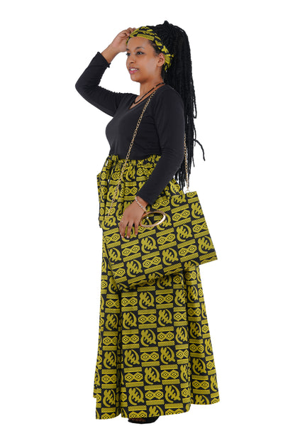African Long Maxi Skirt With Handbag