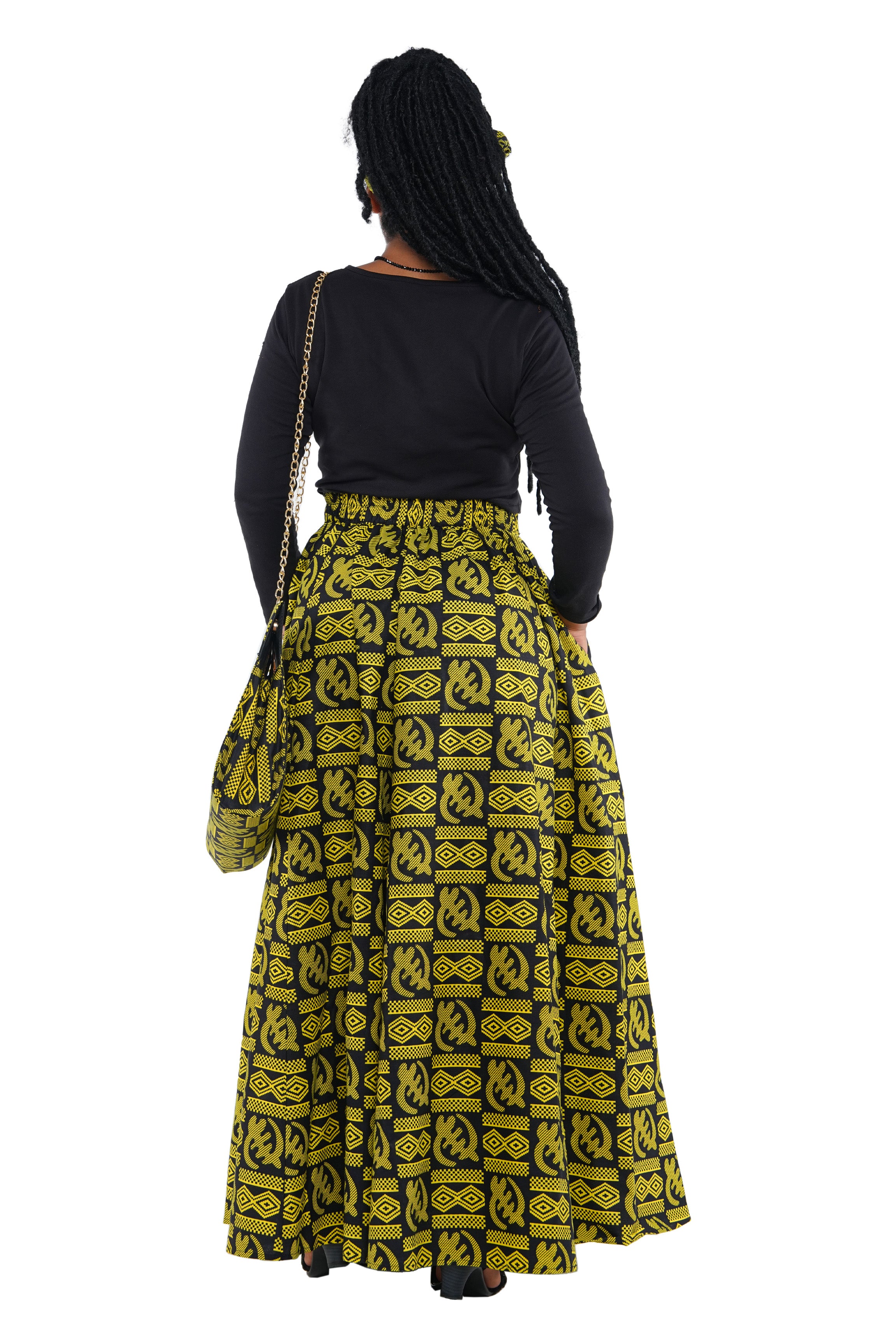 African Long Maxi Skirt With Handbag