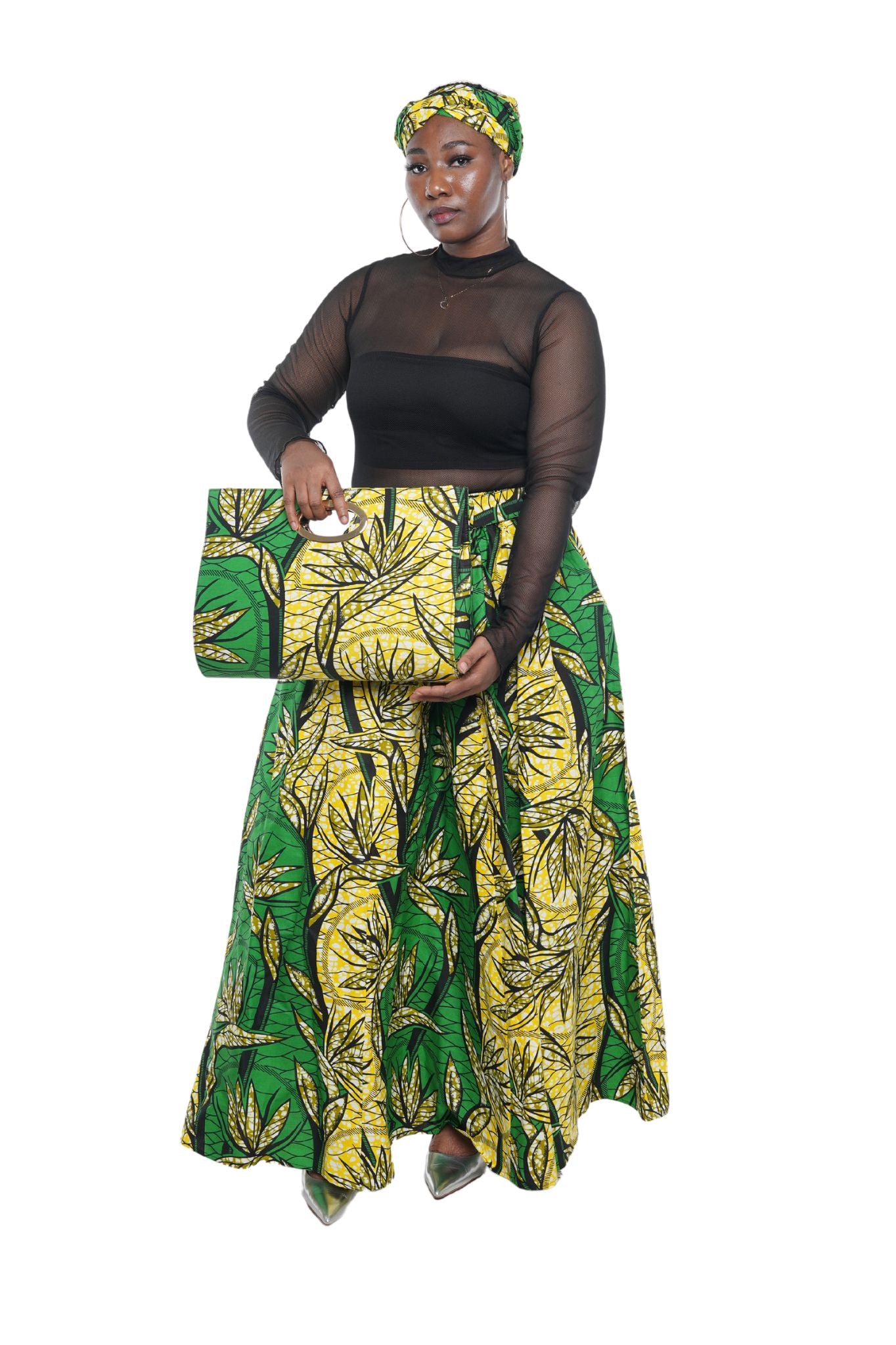African Long Maxi Skirt With Handbag