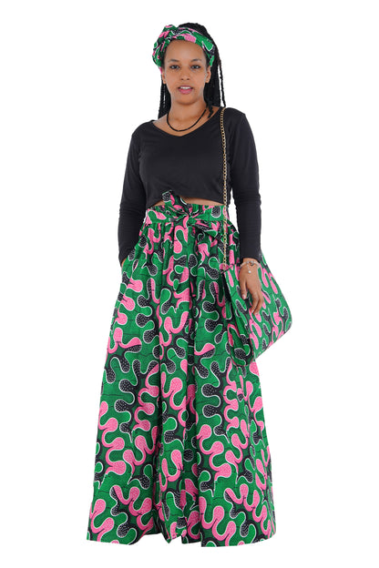 African Long Maxi Skirt With Handbag