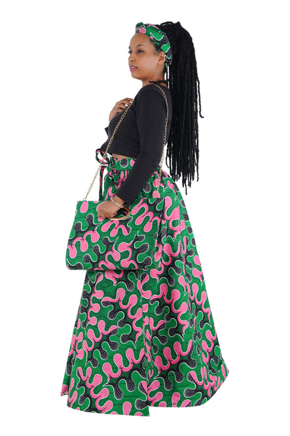 African Long Maxi Skirt With Handbag