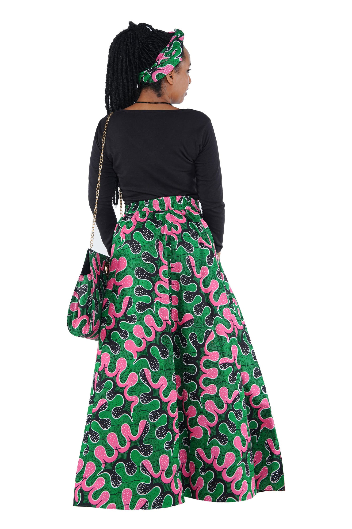 African Long Maxi Skirt With Handbag