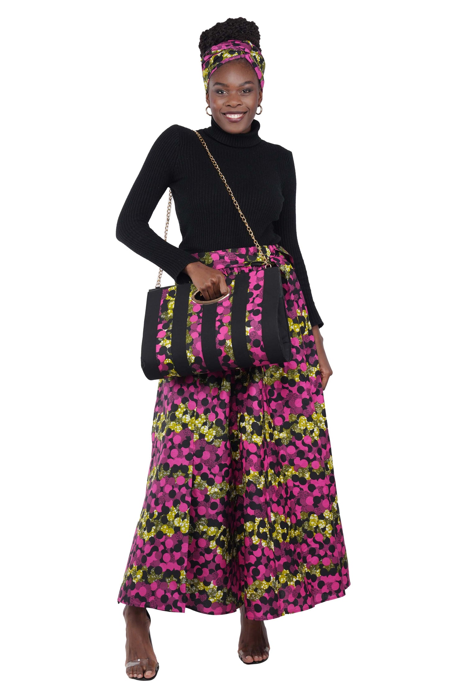 African Long Maxi Skirt With Handbag