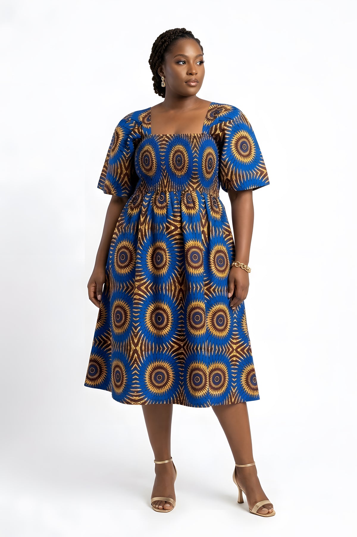 Ankara Short Smocked Dress | One Size