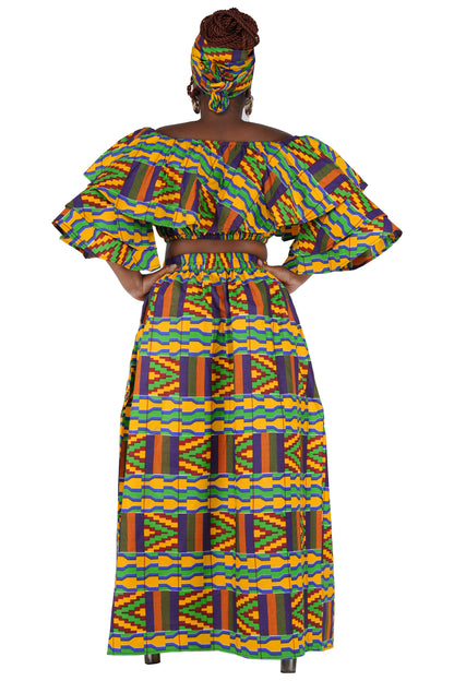 African Crop Top and Slit Skirt Set | One Size