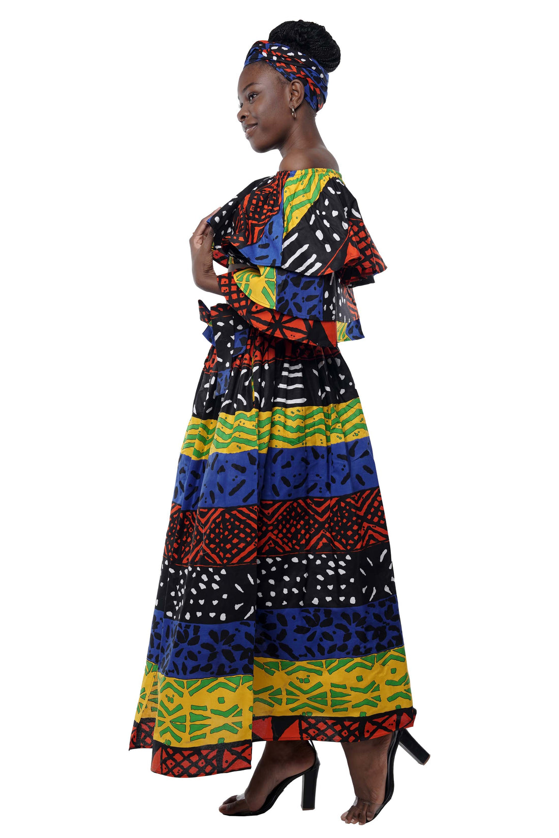 African Crop Top and Slit Skirt Set