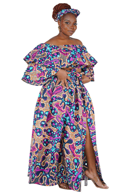 African Crop Top and Slit Skirt Set | One Size