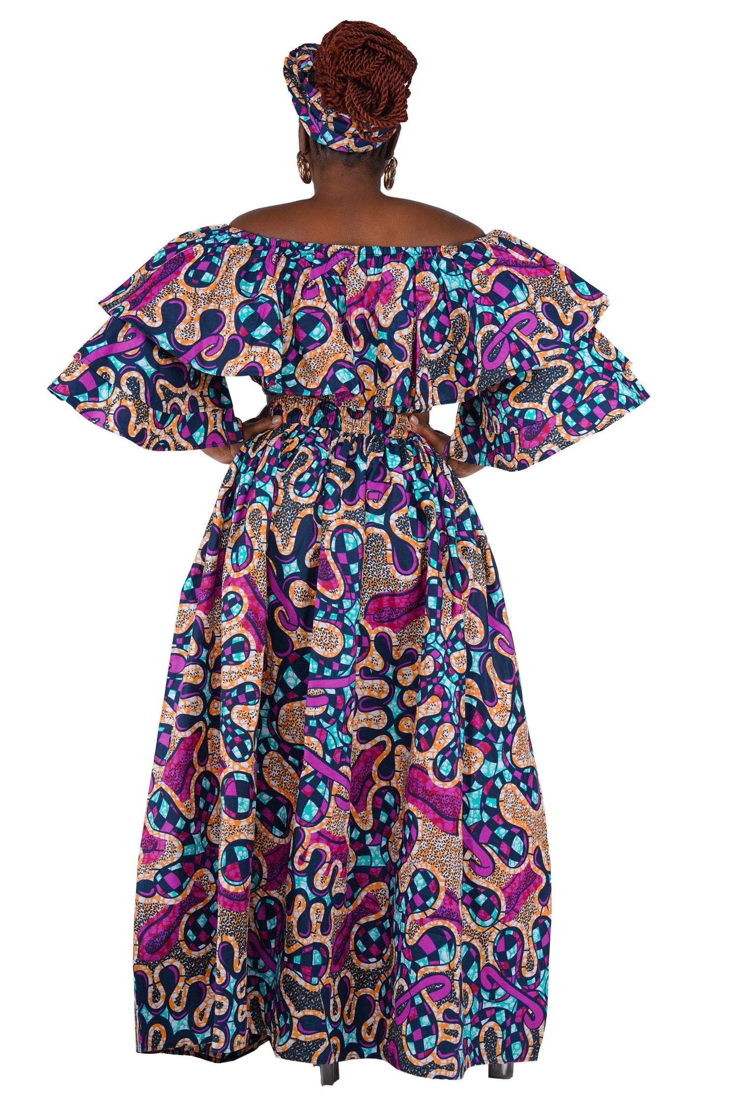 African Crop Top and Slit Skirt Set | One Size