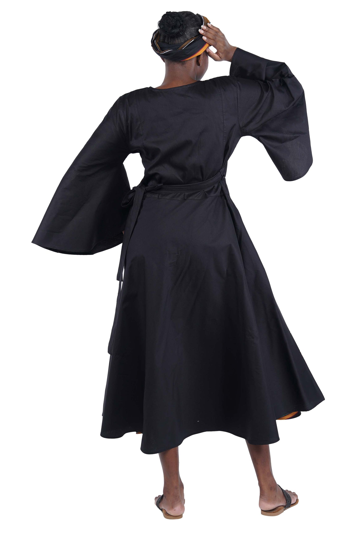 cotton african dresses African Print Cotton Dress: Orange Women's Fashion