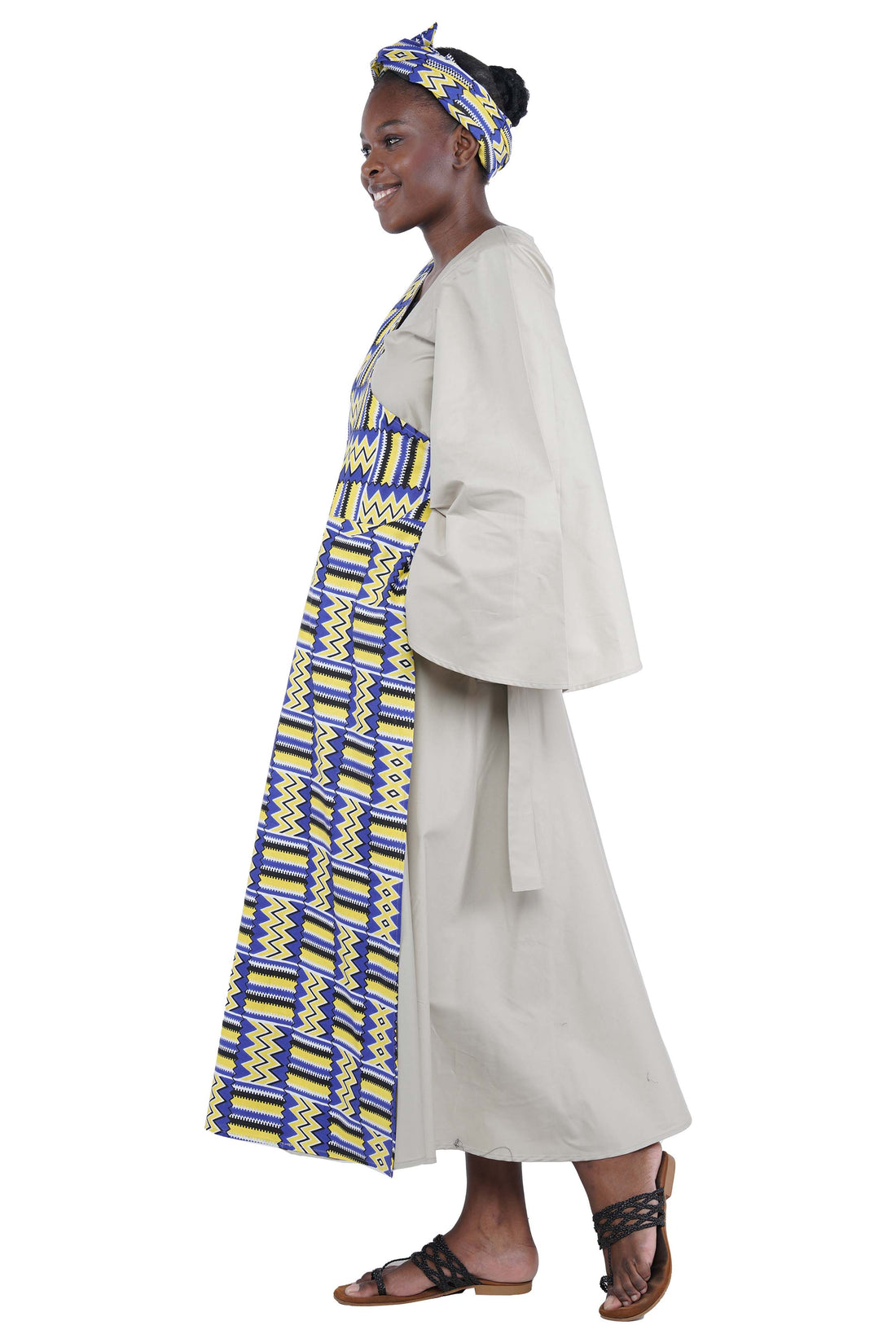 African long wrap dress with pockets and matching headwrap

Afrocentric cotton wrap dress with tribal print

African attire for women – ankara wrap dress

African dresses for women