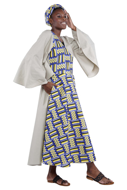 African long wrap dress with pockets and matching headwrap

Afrocentric cotton wrap dress with tribal print

African attire for women – ankara wrap dress

African dresses for women