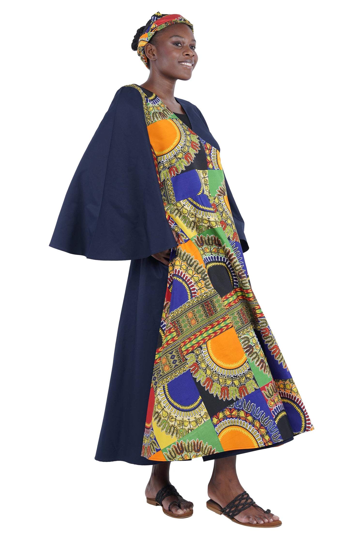African long wrap dress with pockets and matching headwrap

Afrocentric cotton wrap dress with tribal print

African attire for women – ankara wrap dress

African dresses for women
