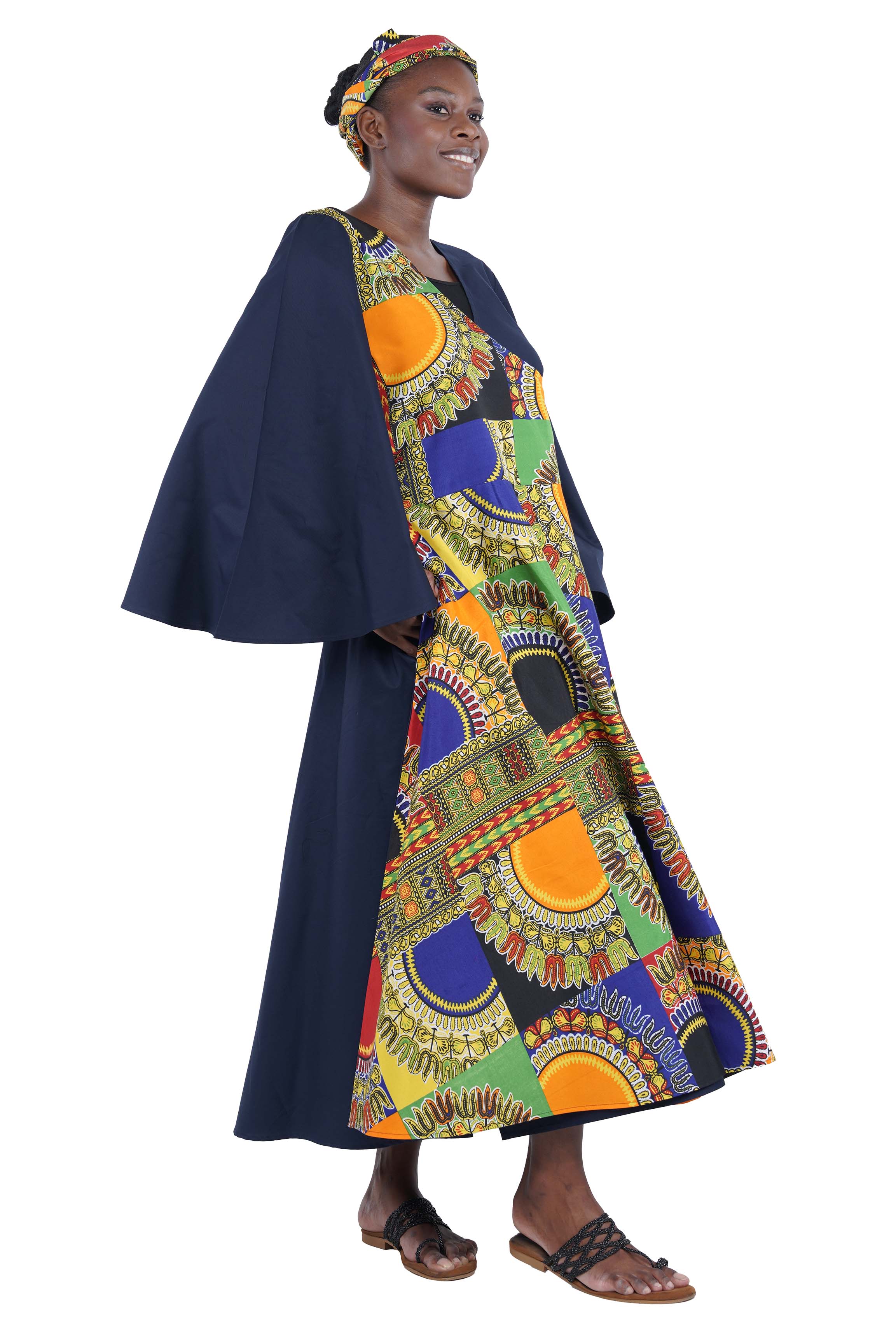 African long wrap dress with pockets and matching headwrap

Afrocentric cotton wrap dress with tribal print

African attire for women – ankara wrap dress

African dresses for women