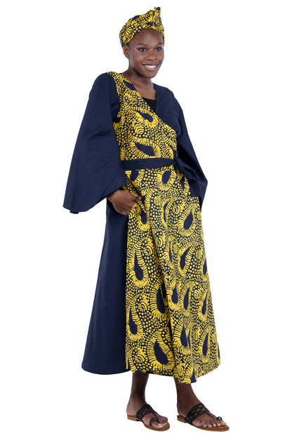 African long wrap dress with pockets and matching headwrap

Afrocentric cotton wrap dress with tribal print

African attire for women – ankara wrap dress

African dresses for women