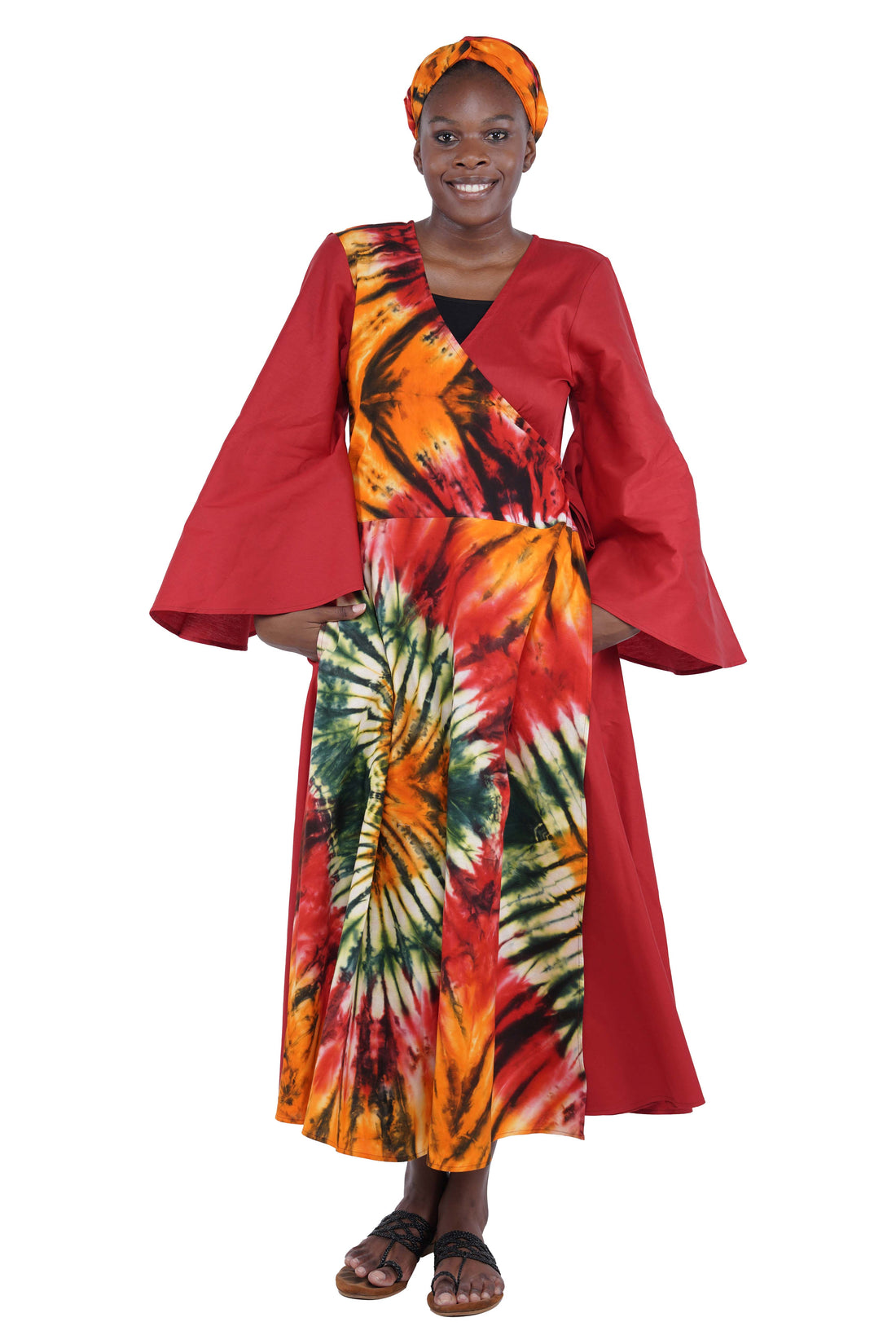 African long wrap dress with pockets and matching headwrap

Afrocentric cotton wrap dress with tribal print

African attire for women – ankara wrap dress

African dresses for women