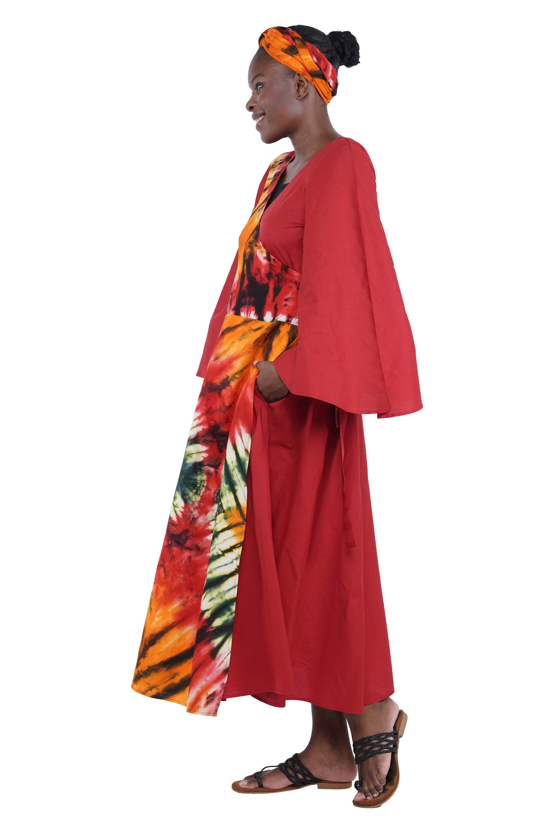 African long wrap dress with pockets and matching headwrap

Afrocentric cotton wrap dress with tribal print

African attire for women – ankara wrap dress

African dresses for women