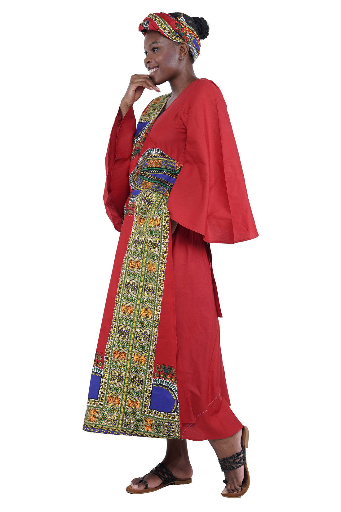 African long wrap dress with pockets and matching headwrap

Afrocentric cotton wrap dress with tribal print

African attire for women – ankara wrap dress

African dresses for women