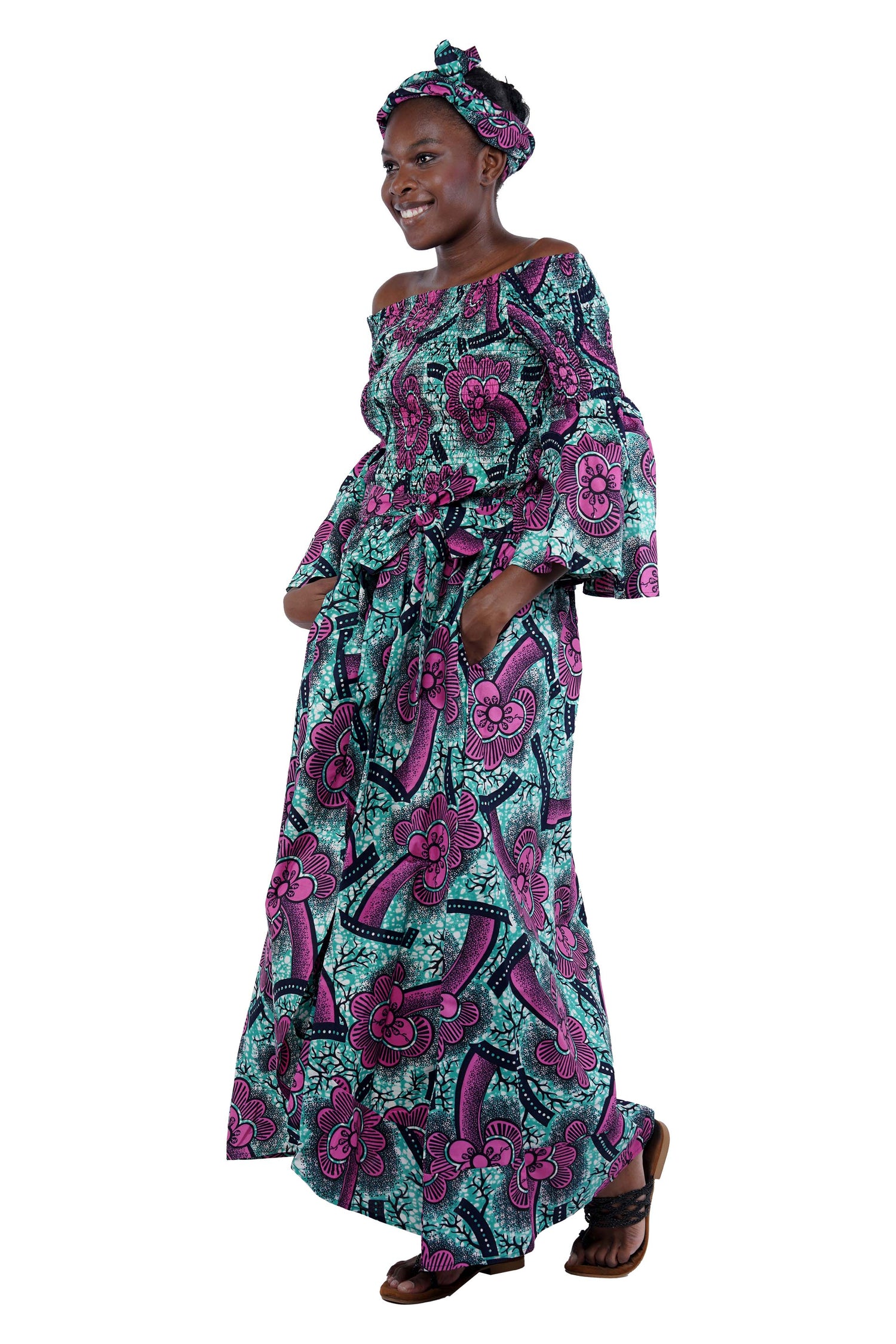 Smocked Top and Layered Pant Skirt Set