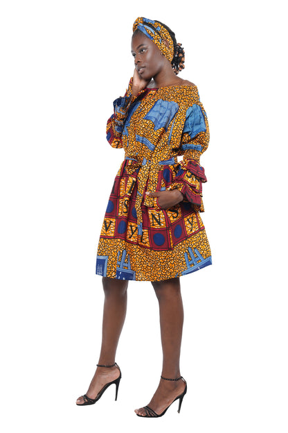 African Off The Shoulder Midi Dress