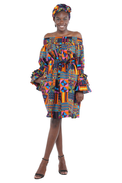 African Off The Shoulder Midi Dress